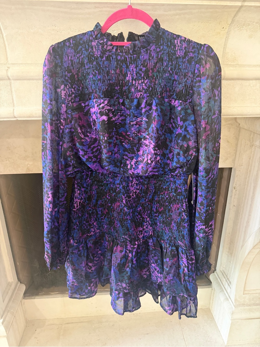 Aqua Purple Multi Smocked Mini Dress